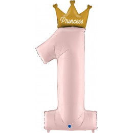 Шар цифра 1 "Принцесса (Princess)", розовая