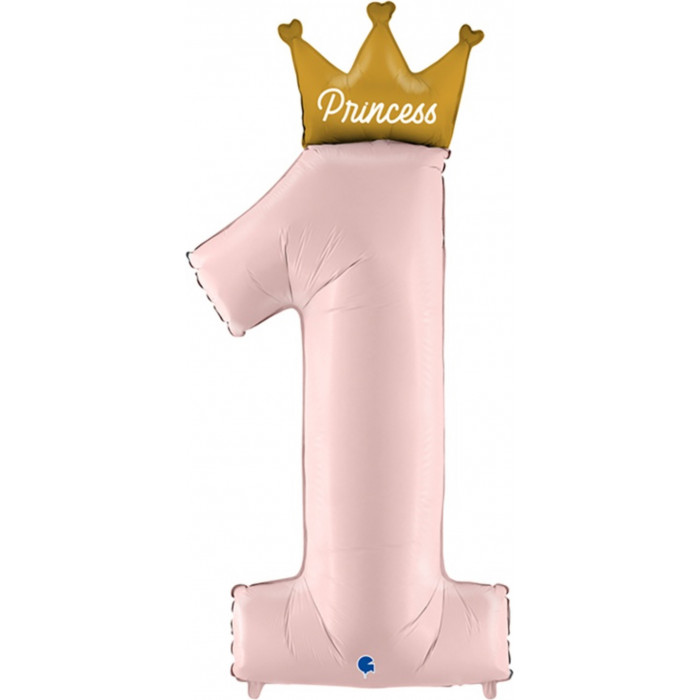 Шар цифра 1 "Принцесса (Princess)", розовая