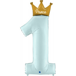 Шар цифра 1 "Принц (Prince)", голубая