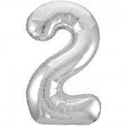 Шар цифра 2, 86 см (Серебро)