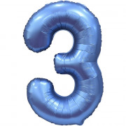 Шар цифра 3, 86 см (Синий сатин)
