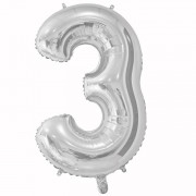 Шар цифра 3, 66 см (Серебро)