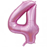Шар цифра 4, 102 см Сатин Розовая (Pink)