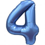 Шар цифра 4, 86 см (Синий сатин)