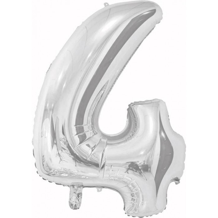 Шар цифра 4, 66 см (Серебро)