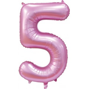 Шар цифра 5, 102 см Сатин Розовая (Pink)
