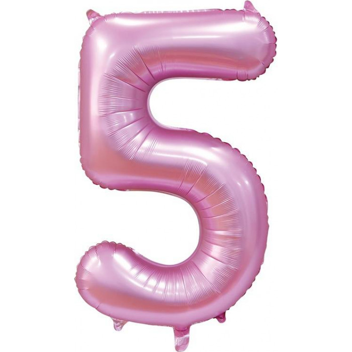 Шар цифра 5, 102 см Сатин Розовая (Pink)
