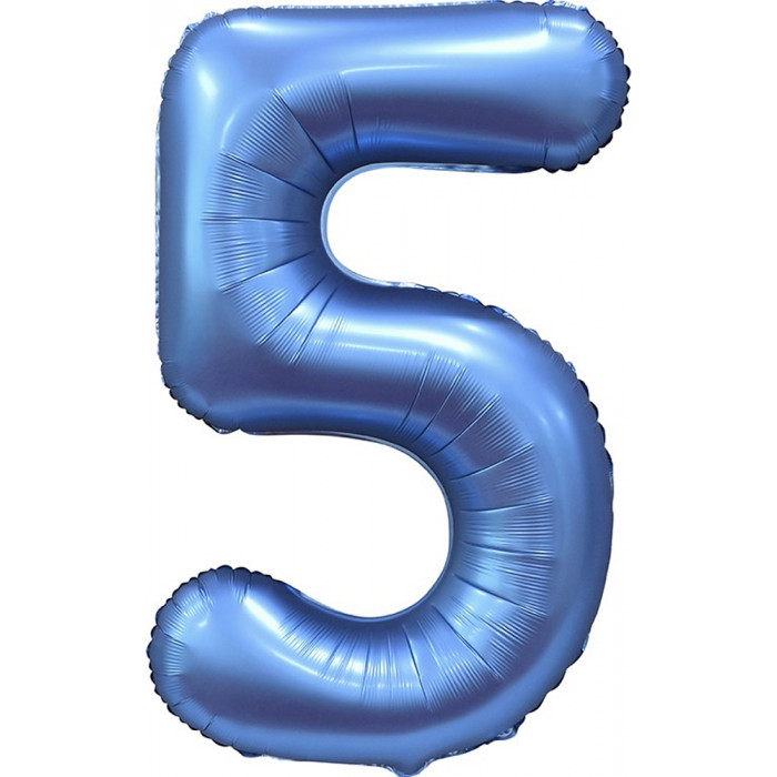 Шар цифра 5, 86 см (Синий сатин)