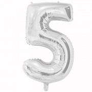 Шар цифра 5, 66 см (Серебро)