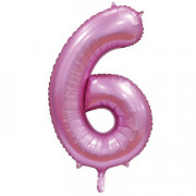 Шар цифра 6, 102 см Сатин Розовая (Pink)
