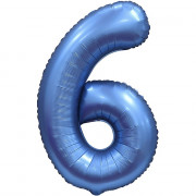Шар цифра 6, 86 см (Синий сатин)