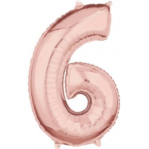 Шар цифра 6, 66 см (Розовое золото)