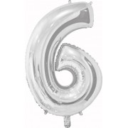 Шар цифра 6, 66 см (Серебро)