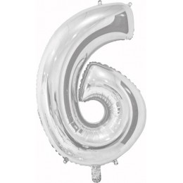 Шар цифра 6, 66 см (Серебро)
