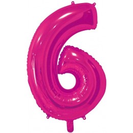 Шар цифра 6, 66 см (Фуксия)