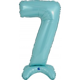 Шар-цифра 7 Пастель голубая (Blue) на подставке