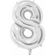 Шар цифра 8, 66 см (Серебро)