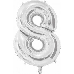 Шар цифра 8, 66 см (Серебро)