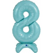 Шар-цифра 8 Пастель голубая (Blue) на подставке