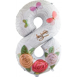 Шар цифра 8 "Розы. 8 Марта"