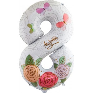 Шар цифра 8 "Розы. 8 Марта"