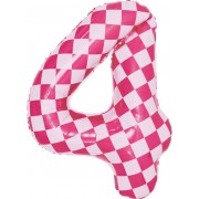 Шар цифра 4, клеточки, розовый, 86 см