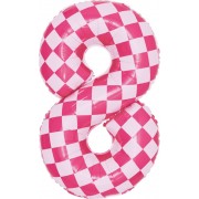 Шар цифра 8, клеточки, розовый, 86 см