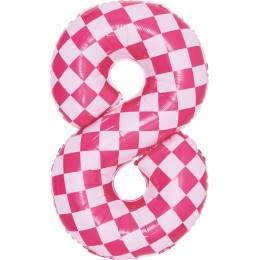 Шар цифра 8, клеточки, розовый, 86 см