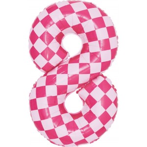 Шар цифра 8, клеточки, розовый, 86 см