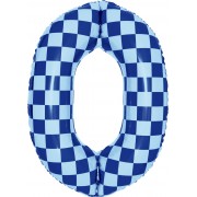Шар цифра 0, клеточки, голубой, 86 см