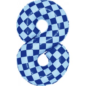Шар цифра 8, клеточки, голубой, 86 см