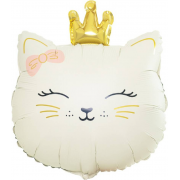 Шар фигура "Кошечка с короной" бежевая