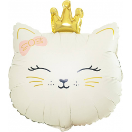 Шар фигура "Кошечка с короной" бежевая