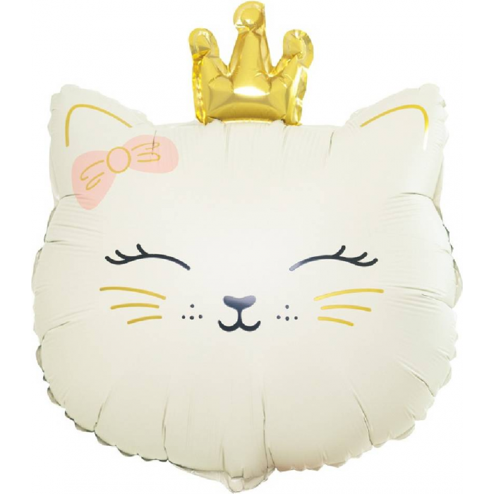Шар фигура "Кошечка с короной" бежевая