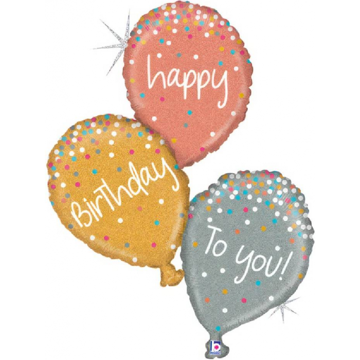Шар фигура "С Днем рождения тебя (Happy birthday to you)", шарики