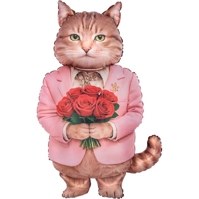 Шар-фигура "Кот Романтик, Сатин"