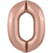 Шар цифра 0, 102 см (Розовое золото)