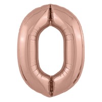 Шар цифра 0, 102 см (Розовое золото)