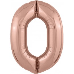 Шар цифра 0, 102 см (Розовое золото)