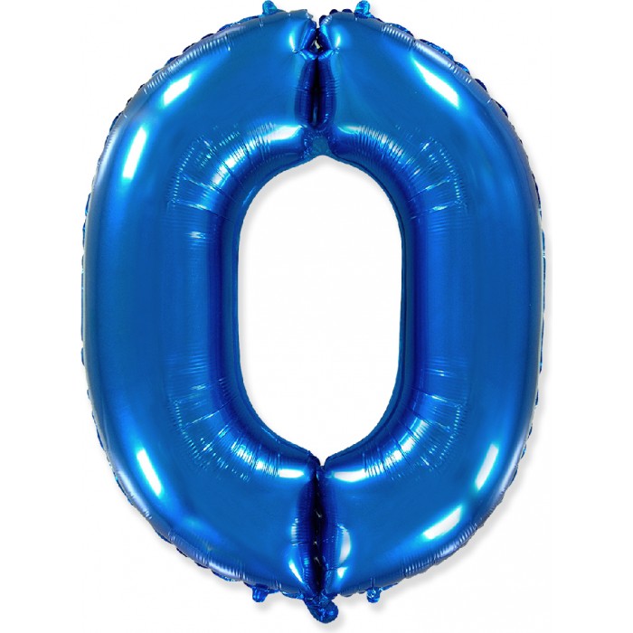 Шар цифра 0, 102 см (Синий)