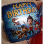 Шар-квадрат Щенячий патруль на день рождения (Happy Birthday) синий - дополнительное фото #1