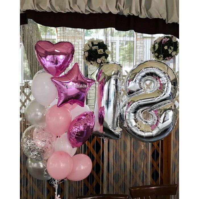 Композиция из шаров на 18 лет, с именем