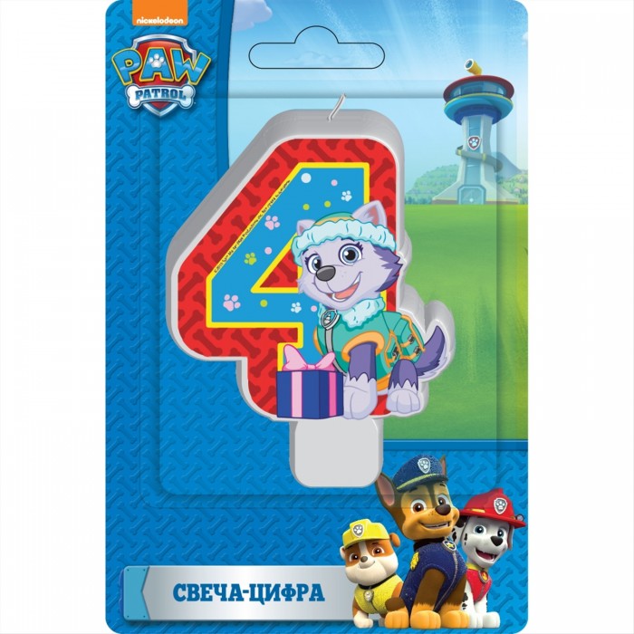 Свечка Щенячий патруль Цифра 4
