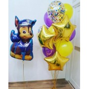 Композиция из шаров Щенячий патруль с гонщиком Чейзом