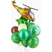 Композиция из шаров на 23 февраля с вертолётом