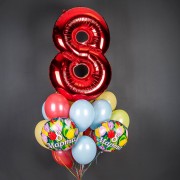 Букет шаров с гелием на 8 марта с красной цифрой