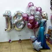 Композиция из шариков с цифрами и Эльзой на День Рождения