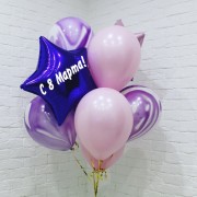 Композиция из шариков с гелием со звездами и агатами на 8 марта
