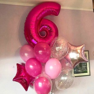 Букет из шаров розовый на шесть лет