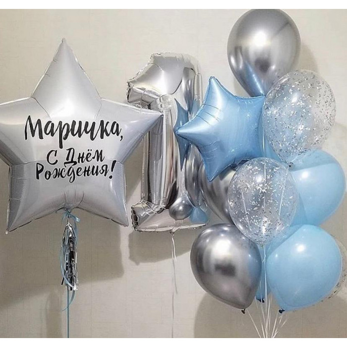 Шар-звезда большая Серебряная металлик